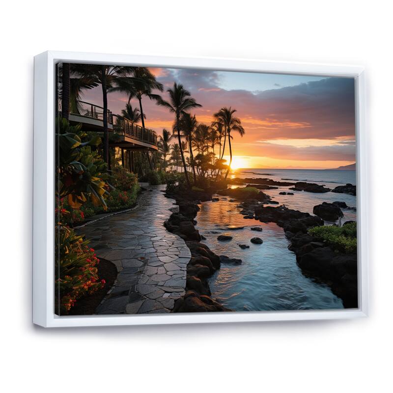 Designart "Maui Tropical Dreamscape I" Maui Framed Canvas Wall Art